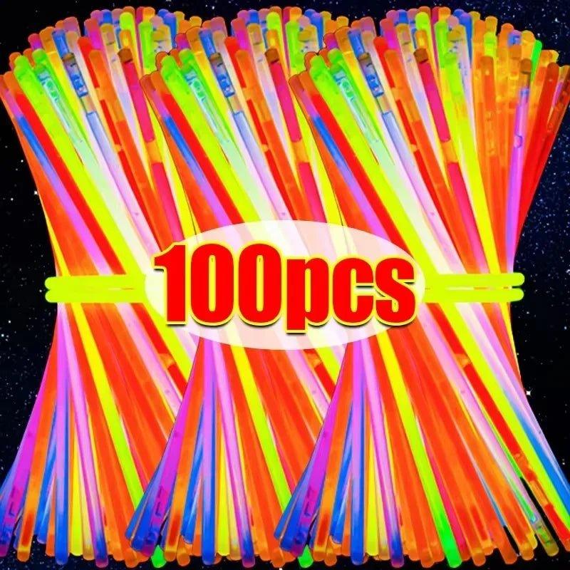 10/100Pcs Fluorescence Sticks Party Multicolor Glowing Bright Bendable Glow Bracelet Party Supplies Stick Bright Colorful Light - Trendy Mix