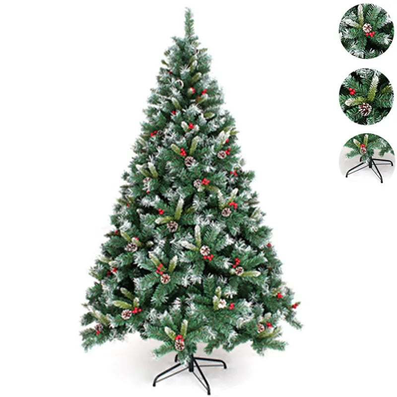 Artificial PVC Christmas Tree Red Fruit and Pinecones New Year Home Party Accessories Plastic Green Model Delicate Xmas Tree