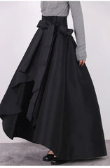 Women's Runway Fashion Spring Autumn Designer Irregular Black Skirt Female Winter Elastic High Waist A-line Skirt