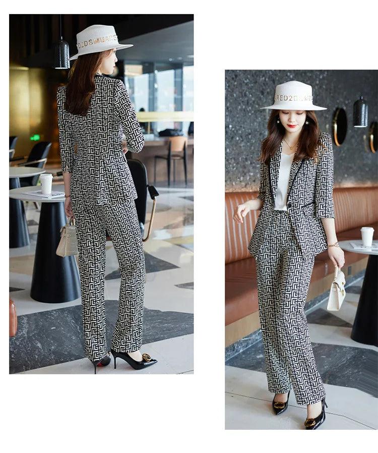 Tesco Formal Blazer For Women Jackets And Pants 2 Piece Set Business Suits Work Wear - Trendy Mix