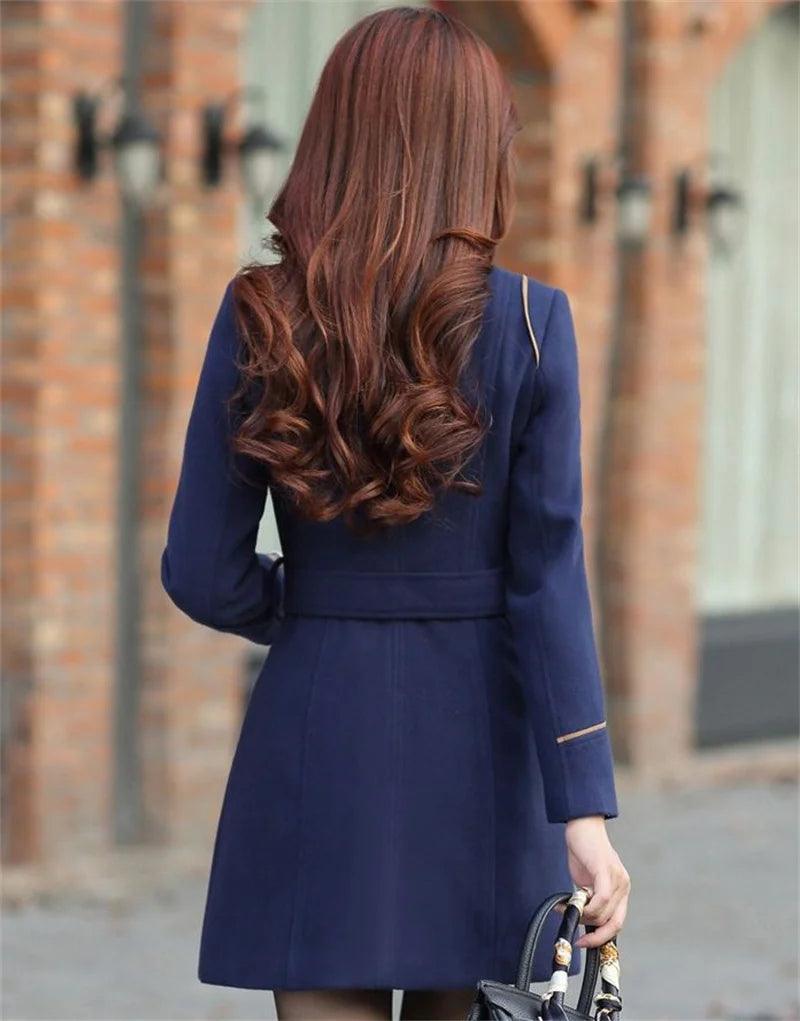 Korean Elegance: 2024 Long Double-Breasted Wool Coat - Trendy Mix