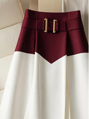 Red & White Patchwork Skirt