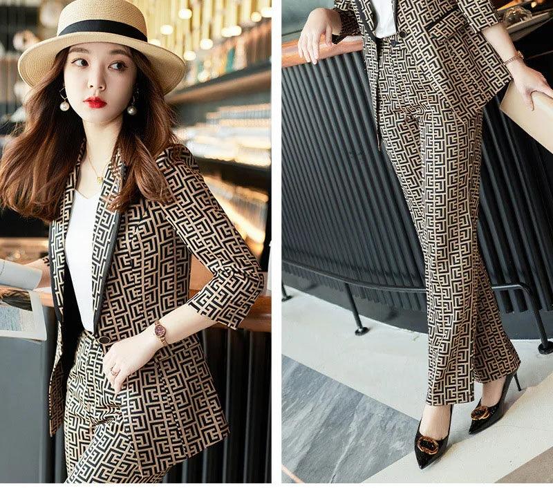 Tesco Formal Blazer For Women Jackets And Pants 2 Piece Set Business Suits Work Wear - Trendy Mix