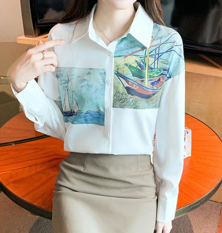 Spring Autumn Long Sleeve Office Ladies Blouses Tops - Trendy Mix