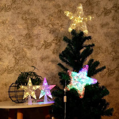 Christmas Tree Ornaments Stars LED Light Lamp Christmas Decorations Home Xmas Trees New Year 2024 Navidad Natal Noel 15cm/23cm