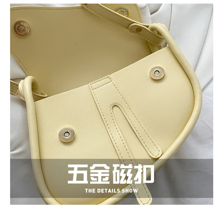 Stylish PU Leather Saddle Bag - Trendy Mix