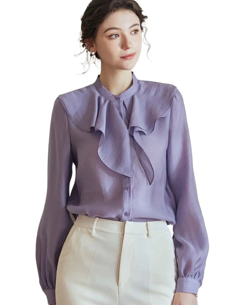 Sun-Kissed Serenity Ruffle Collar Rayon Overshirt - Trendy Mix