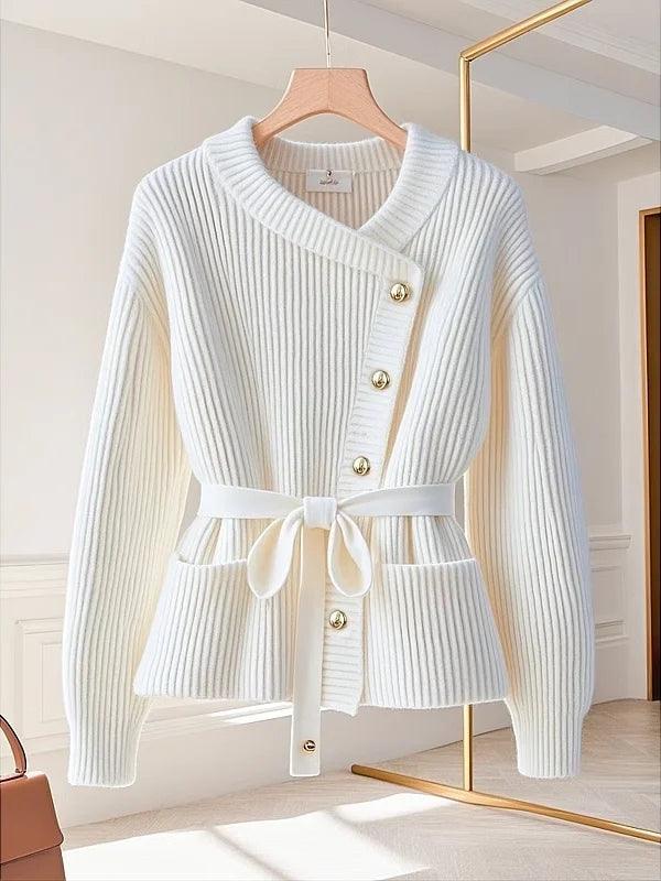 White Knit Sweater & Midi Skirt Set