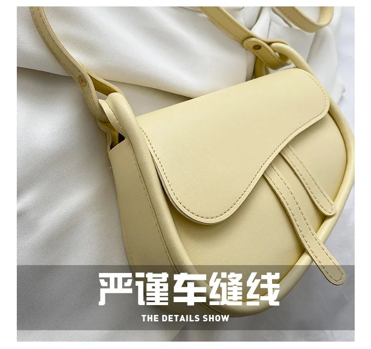 Stylish PU Leather Saddle Bag - Trendy Mix