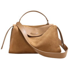 Coffee Matte Suede Tote – Luxury Winter Shoulder Bag in Two Sizes