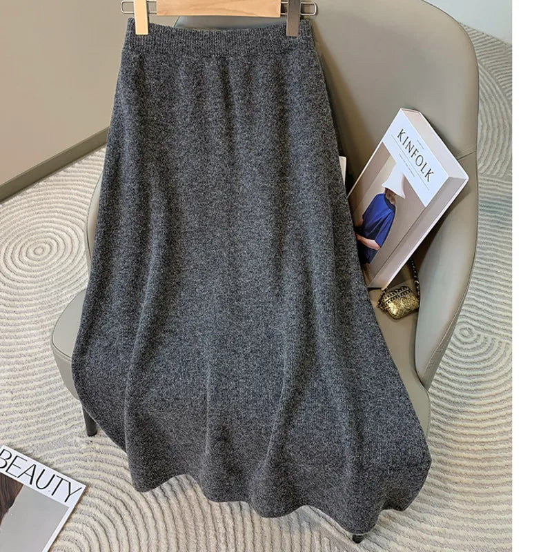 Fall Winter Knitted 2 Pieces Sets For Women Outfits Korean Casual Fashion V-neck Sweater Cardigans+skirt Sets Women Clothing