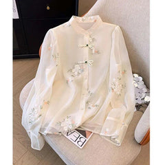 2024 Chinese Embroidered Chiffon Shirt - Trendy Mix