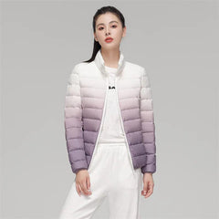 Woman  90% Duck Down Coats Winter Fashion Stand Collar Jacket Gradient Slim Fit Ultra Lightweight Keep Warm Daily Sports Jackets