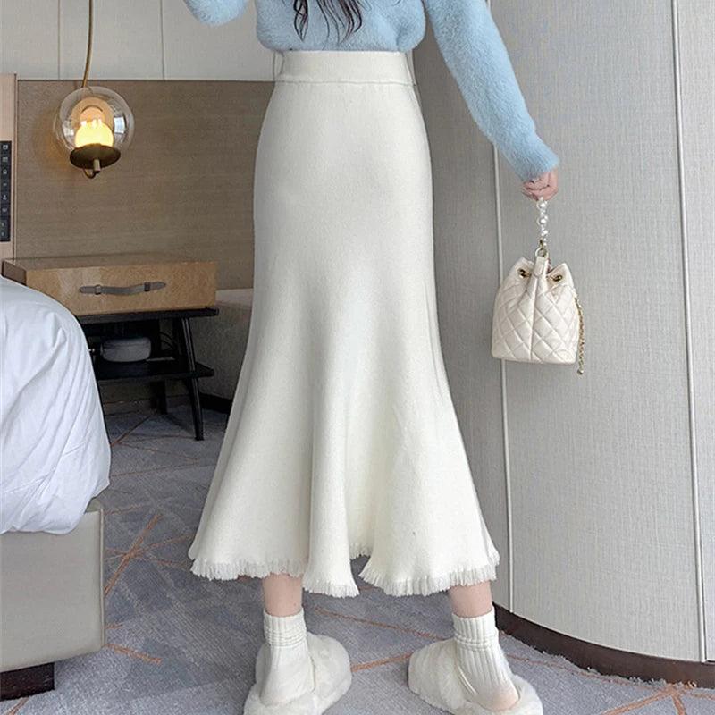 Tassel Fishtail Knit Skirt for Women