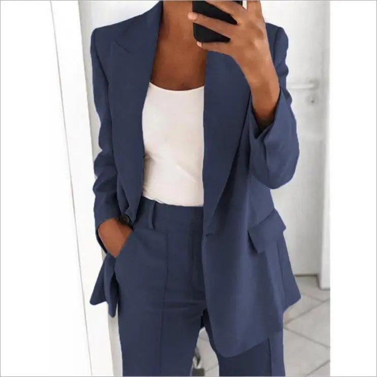 Spring Fall Fashion Women's Jacket Coat Pants 2 Piece Sets Office Lady Blazer Pants Sets Tracksuit Sets Female Coat Outfits New