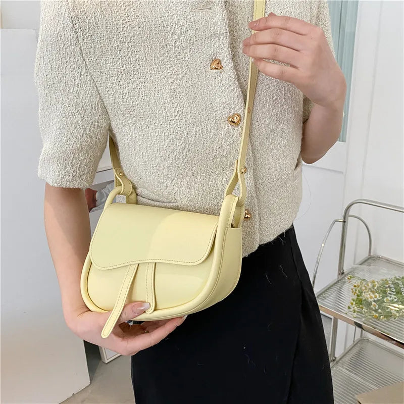 Stylish PU Leather Saddle Bag - Trendy Mix