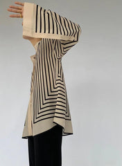 Early Autumn 2024 New Stripe Printing Silk Loose Shirt - Trendy Mix