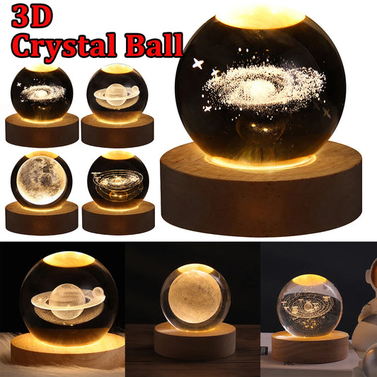 Galaxy Crystal 3D Moon Lamp Night Light