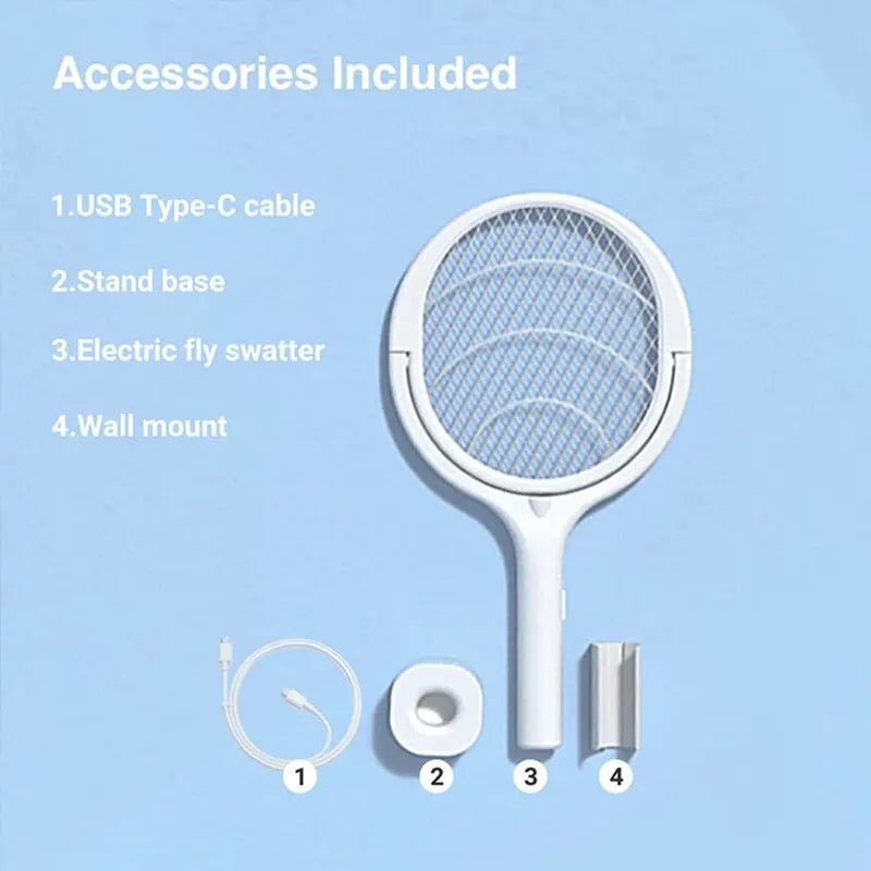 Multi-Function Electric Mosquito Swatter with Fast Charging Lamp