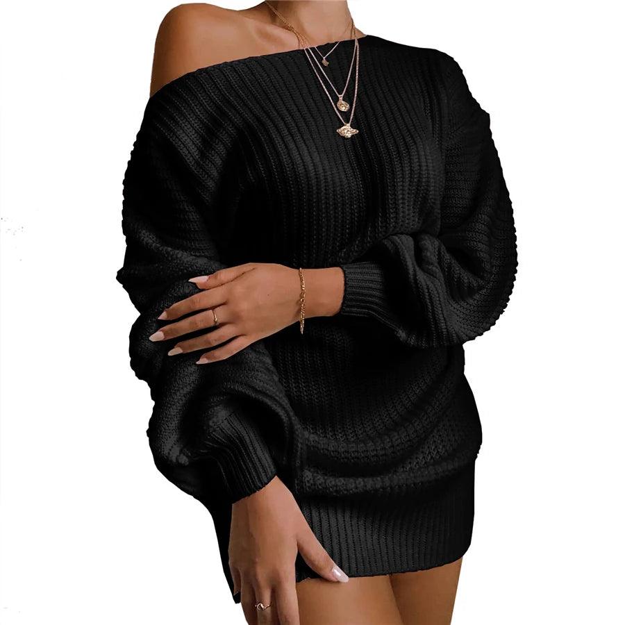 Cozy Glam Off-Shoulder Sweater Dress