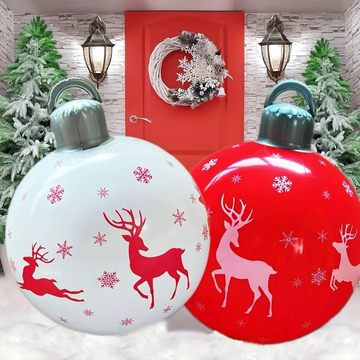 1Pc 40cm Christmas Decoration Ball Ornament PVC Inflatable Outdoor Holiday Yard Lawn Porch Decoration Navidad Foam Balls 2025 - Trendy Mix