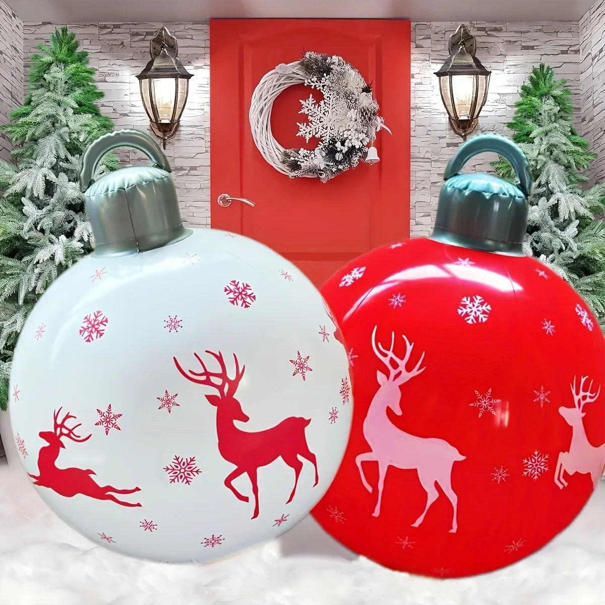 1Pc 40cm Christmas Decoration Ball Ornament PVC Inflatable Outdoor Holiday Yard Lawn Porch Decoration Navidad Foam Balls 2025