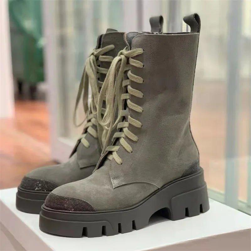 2024 Britain Style Suede Knight Boots - Trendy Mix