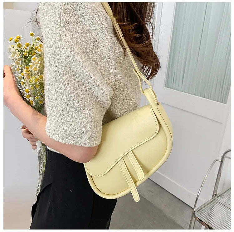 Stylish PU Leather Saddle Bag - Trendy Mix