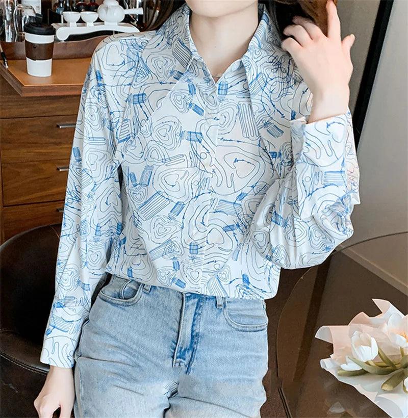 Spring Autumn Long Sleeve Office Ladies Blouses Tops - Trendy Mix