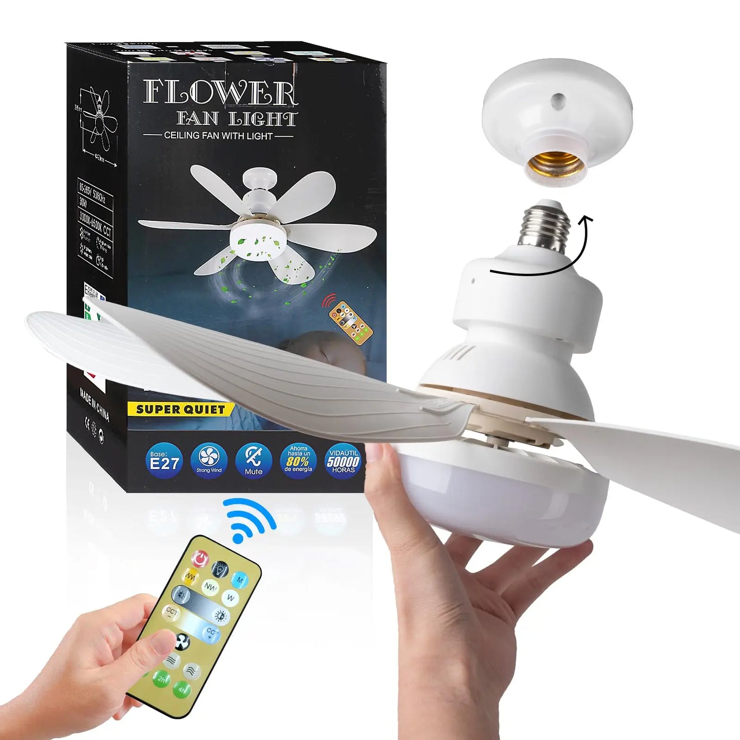 Remote-Controlled LED Ceiling Fan Light for Living Spaces