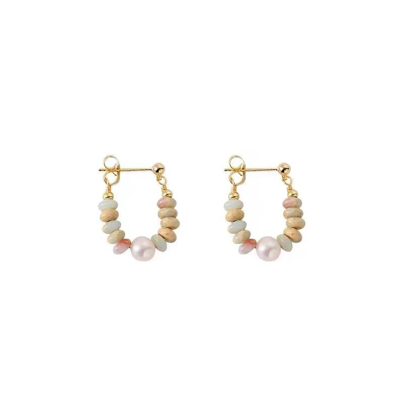 Pearl Elegance: Natural Stone Drop Earrings - Trendy Mix