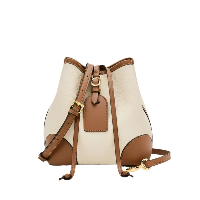 Chic Bucket Leather Crossbody Bag - Trendy Mix