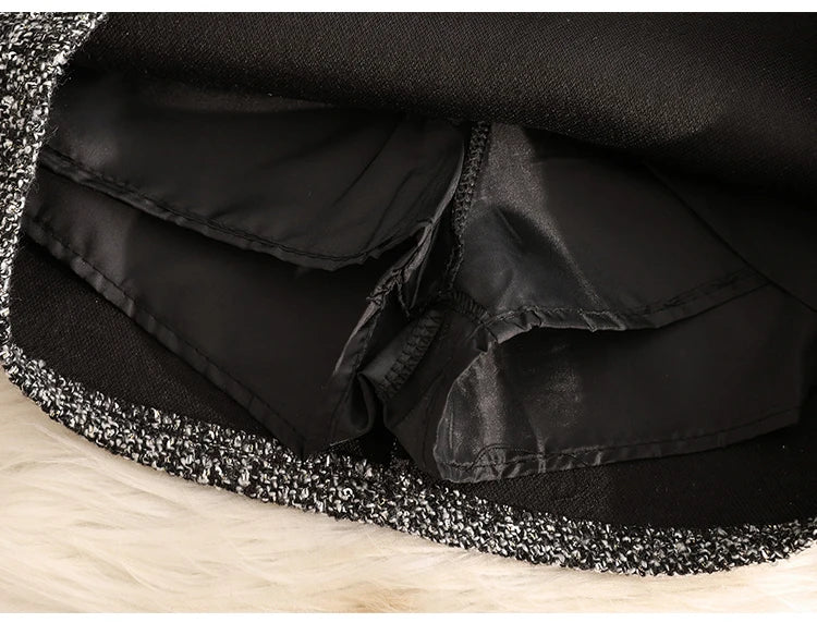 Autumn and Winter  new High Waist A-line Skirt Ladies Thickened Woolen Sequin Sexy Split Mid Skirt