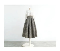 Tweed Fluffy Skirt 2024 Autumn/winter New Coverage Flesh High Waist Slimming Thick A-line Skirt