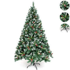 Artificial PVC Christmas Tree Red Fruit and Pinecones New Year Home Party Accessories Plastic Green Model Delicate Xmas Tree