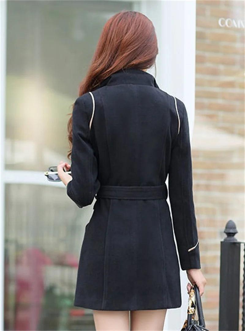 Korean Elegance: 2024 Long Double-Breasted Wool Coat - Trendy Mix