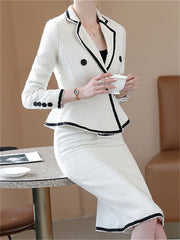 Long Sleeve Blazers for Women 2024 New Fashion Office Ladies Turn Down Collar Slim Jacket Loose Double Breasted Coats