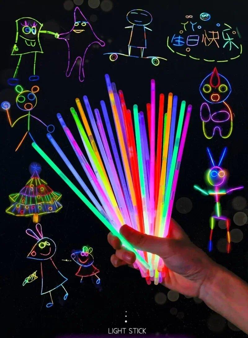 10/100Pcs Fluorescence Sticks Party Multicolor Glowing Bright Bendable Glow Bracelet Party Supplies Stick Bright Colorful Light - Trendy Mix