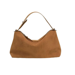 High-End Frosted Cowhide Winter Tote – Matte Coffee Suede Shoulder Bag