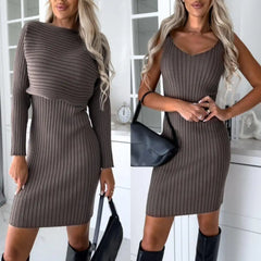 Chic Striped Two-piece Set dress