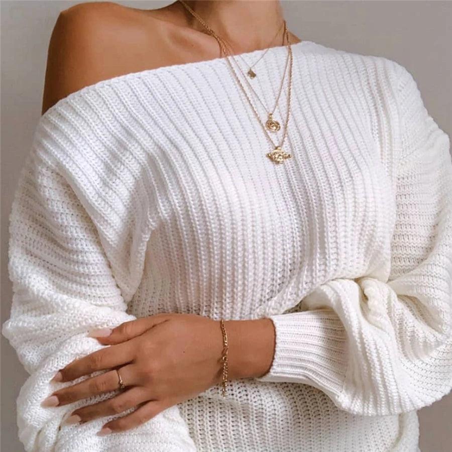 Cozy Glam Off-Shoulder Sweater Dress