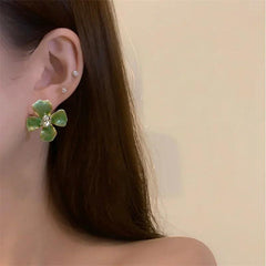 Green Flower Earrings - Trendy Mix