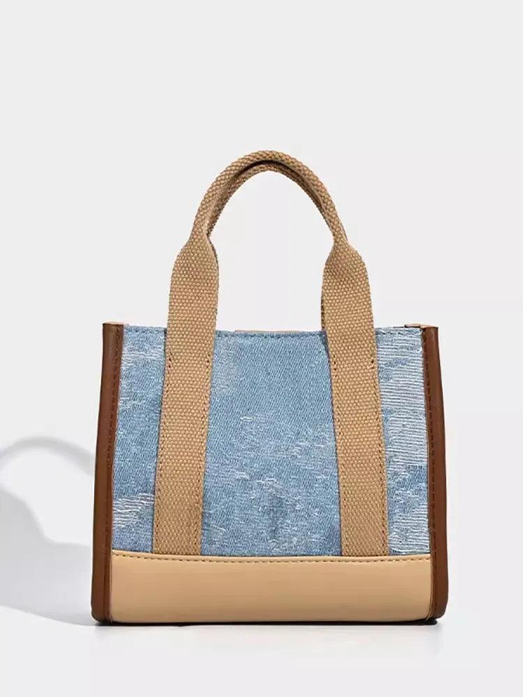 Chic Denim Crossbody Bag with Flap Pocket - Trendy Mix