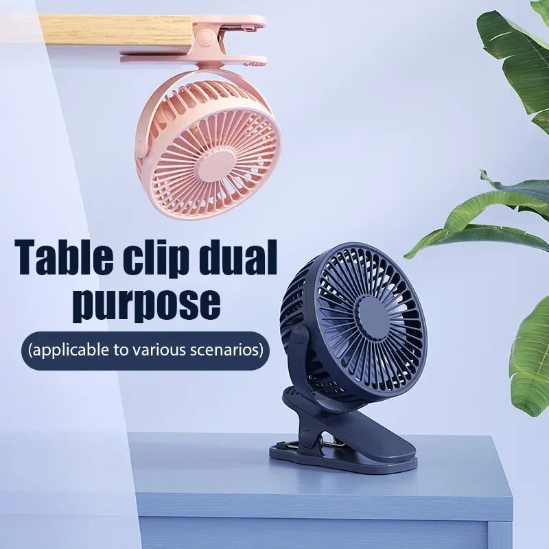 USB Rechargeable Portable Mini Clip-on Desk Fan