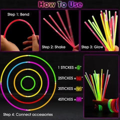 10/100Pcs Fluorescence Sticks Party Multicolor Glowing Bright Bendable Glow Bracelet Party Supplies Stick Bright Colorful Light - Trendy Mix