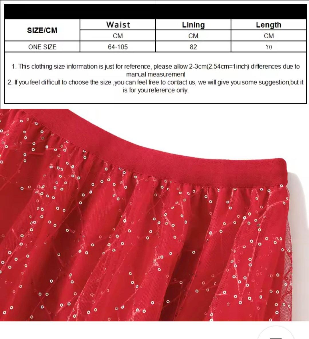 2024 Women's High Waist Sequin Tulle A-Line Skirt