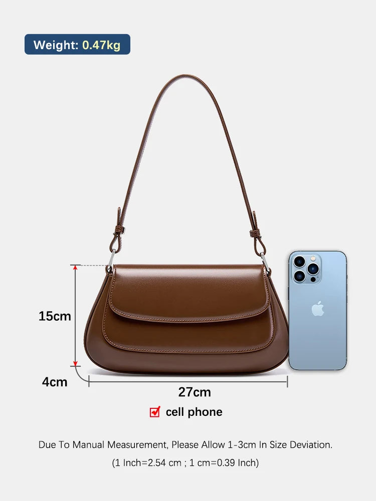 Elegant French-Style Leather Shoulder Bag - Trendy Mix