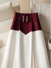 Red & White Patchwork Skirt