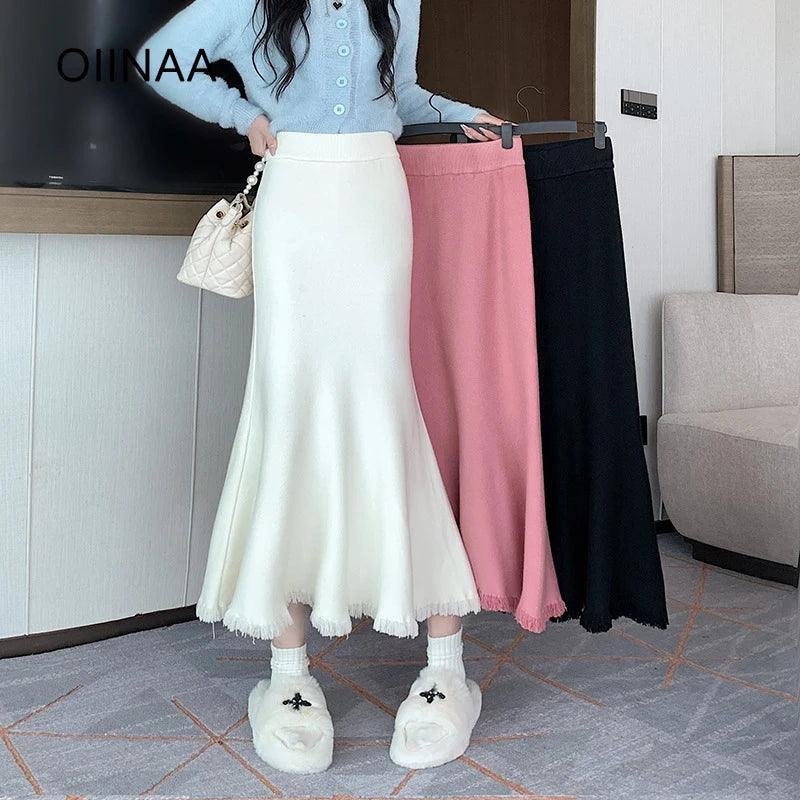 Tassel Fishtail Knit Skirt for Women