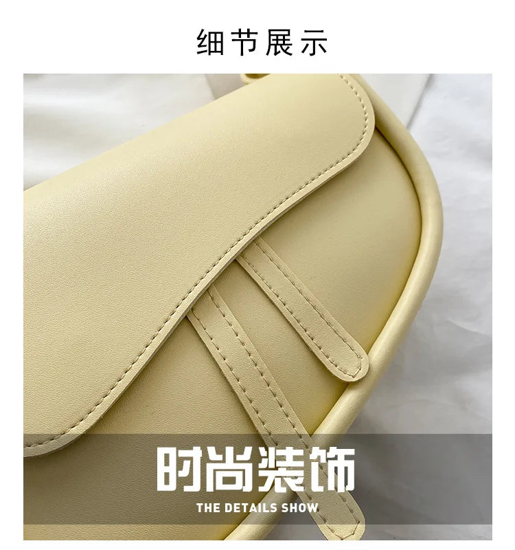 Stylish PU Leather Saddle Bag - Trendy Mix